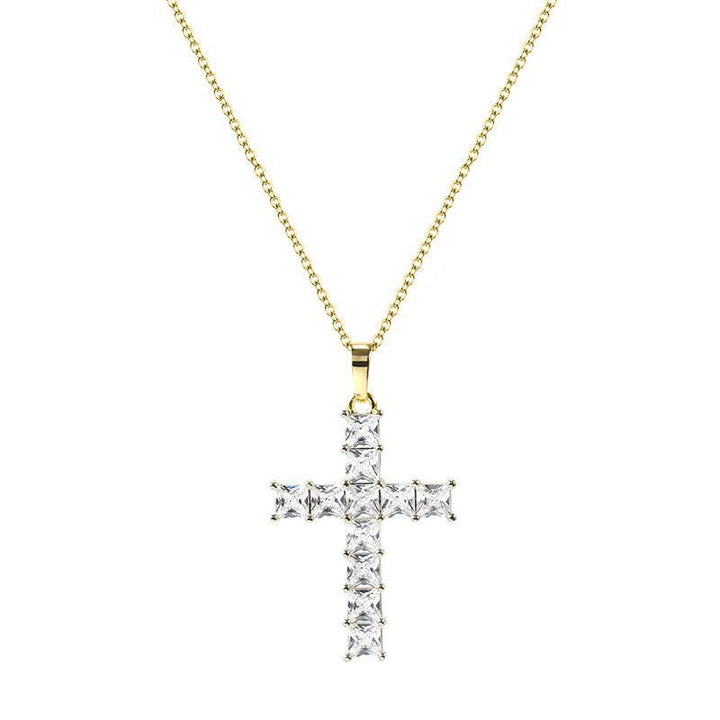 COLORFUL DIAMONDS CROSS NECKLACE