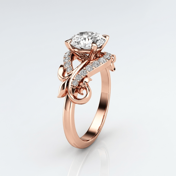 PRSTEN S CUBIC CIRKONIJEM U BOJI RUŽIČASTOG ZLATA S GRACIOZNOM LOZICOM