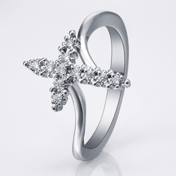CRYSTAL CROSS RING