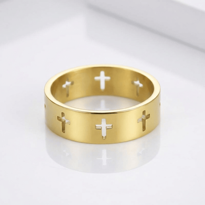 BLESSED CROSS CUTOUT RING