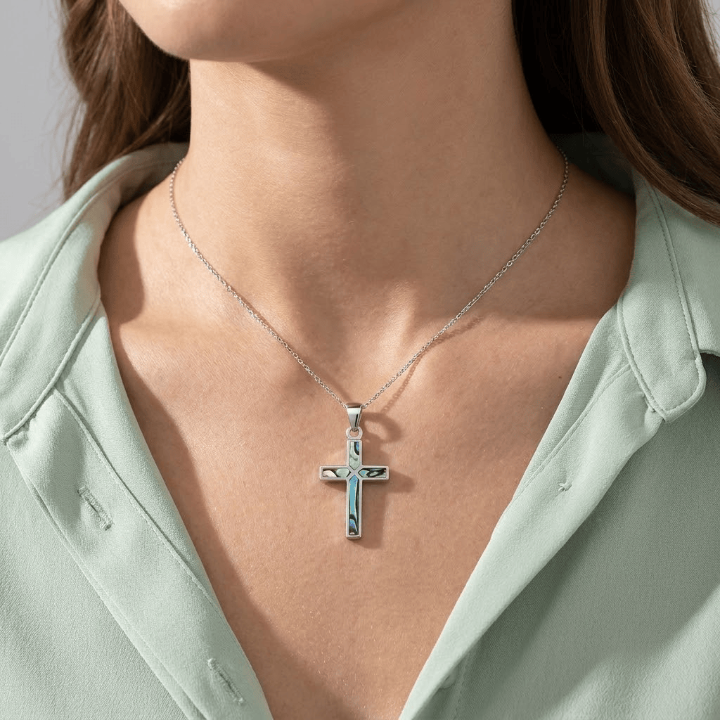ABALONE SHELL CUSTOM CROSS NECKLACE