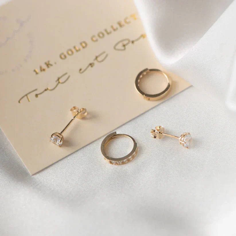 Dara Brillane Earring Set with Stones | Gold