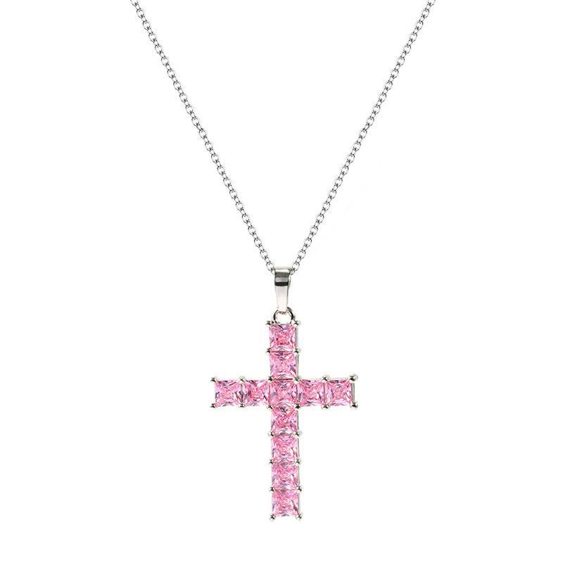 COLORFUL DIAMONDS CROSS NECKLACE