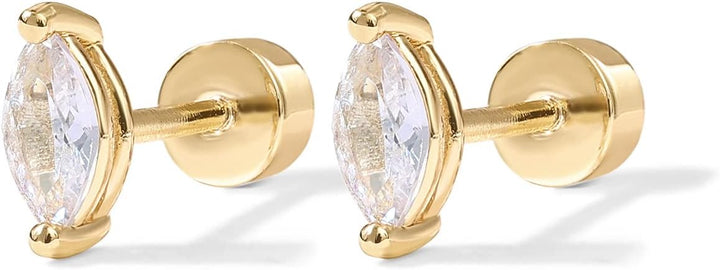 Pear Stud Earrings | Gold