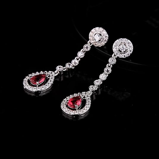 Ruby Halo set ogrlice i naušnica | Bijelo zlato