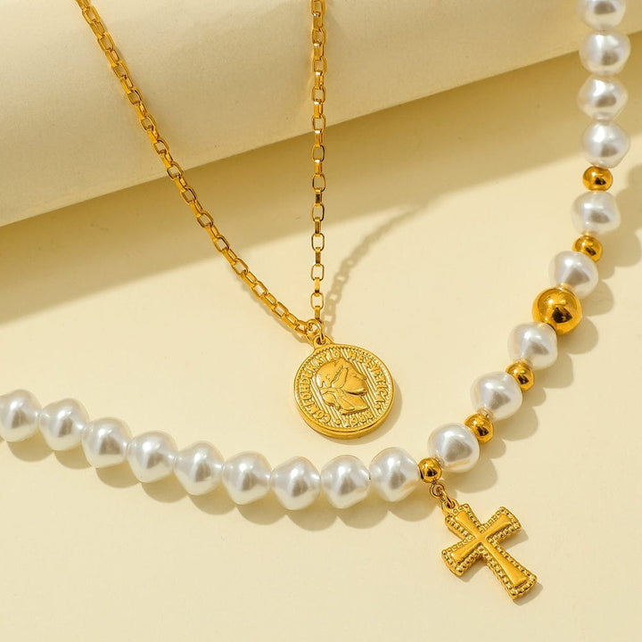 FAITHFUL PEARL LAYERED NECKLACE