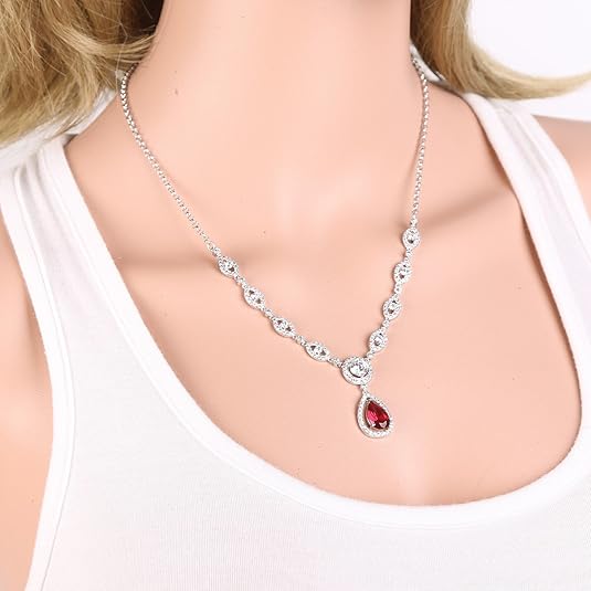 Ruby Halo set ogrlice i naušnica | Bijelo zlato