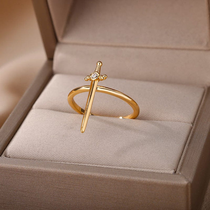 SILVER CROSS SWORD RING