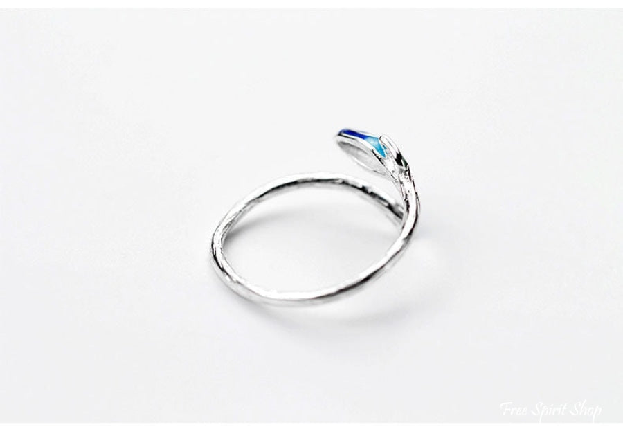 Prsten od 925 sterling srebra s listom i plavim cvijetom
