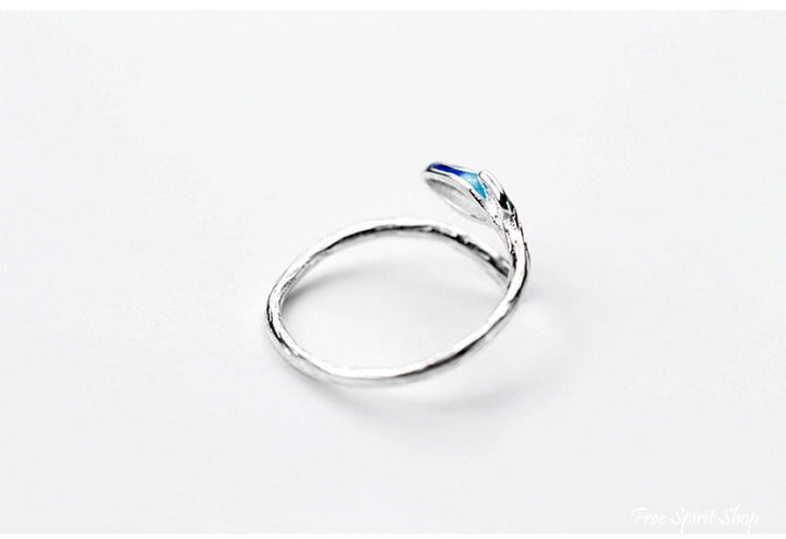 Prsten od 925 sterling srebra s listom i plavim cvijetom