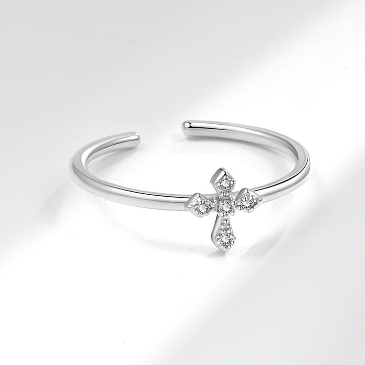 SILVER CROSS GLOW RING
