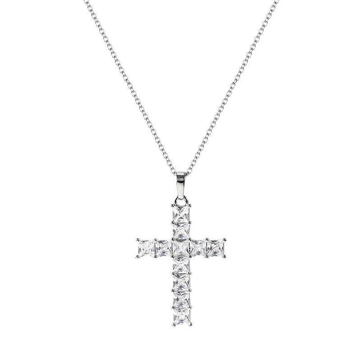COLORFUL DIAMONDS CROSS NECKLACE
