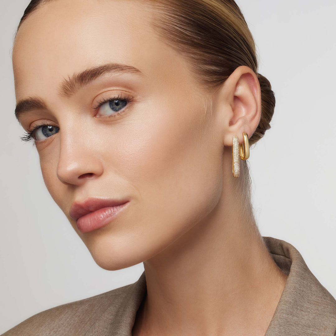 Large Icon Pavé Hoop Earrings | 16K Gold