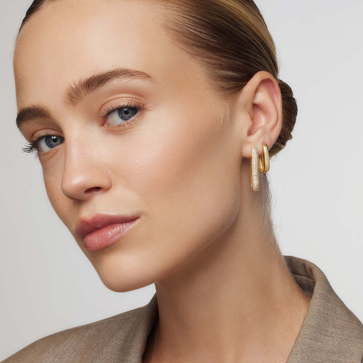 Large Icon Pavé Hoop Earrings | 16K Gold