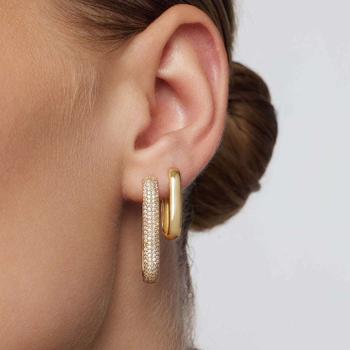 Large Icon Pavé Hoop Earrings | 16K Gold