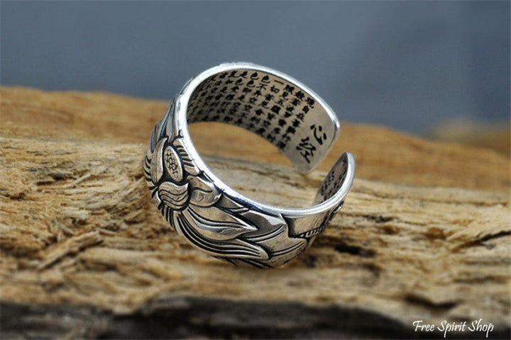 Buddhist Silver Lotus Flower Ring