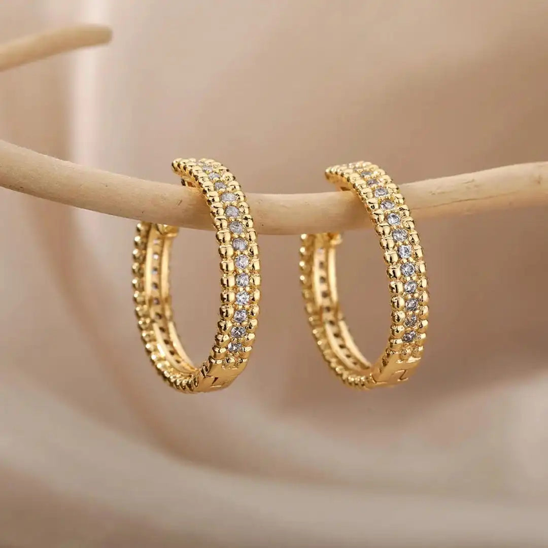 Kolczyki koła zdobione kryształkami