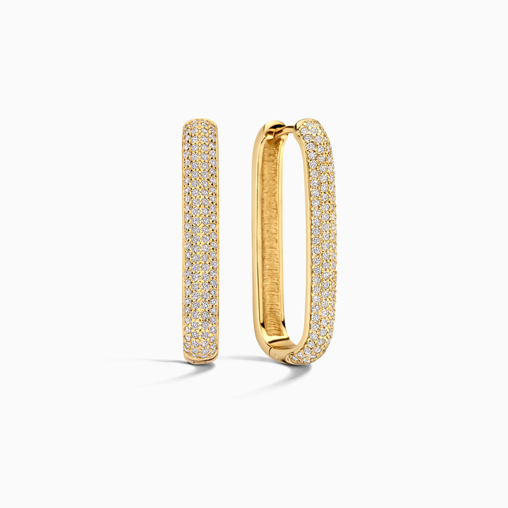 Large Icon Pavé Hoop Earrings | 16K Gold