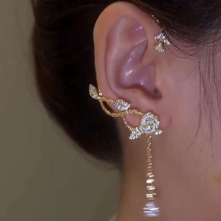 Delicate floral zirconia hoop earrings