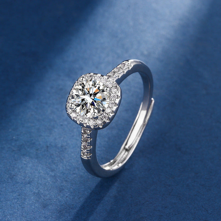 Aria set with radiant square stone | White gold