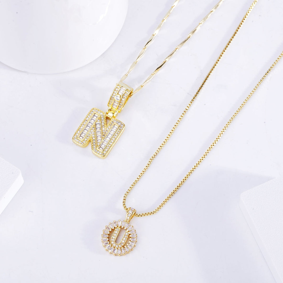 Set ogrlica s pavé inicijalima | Zlatna