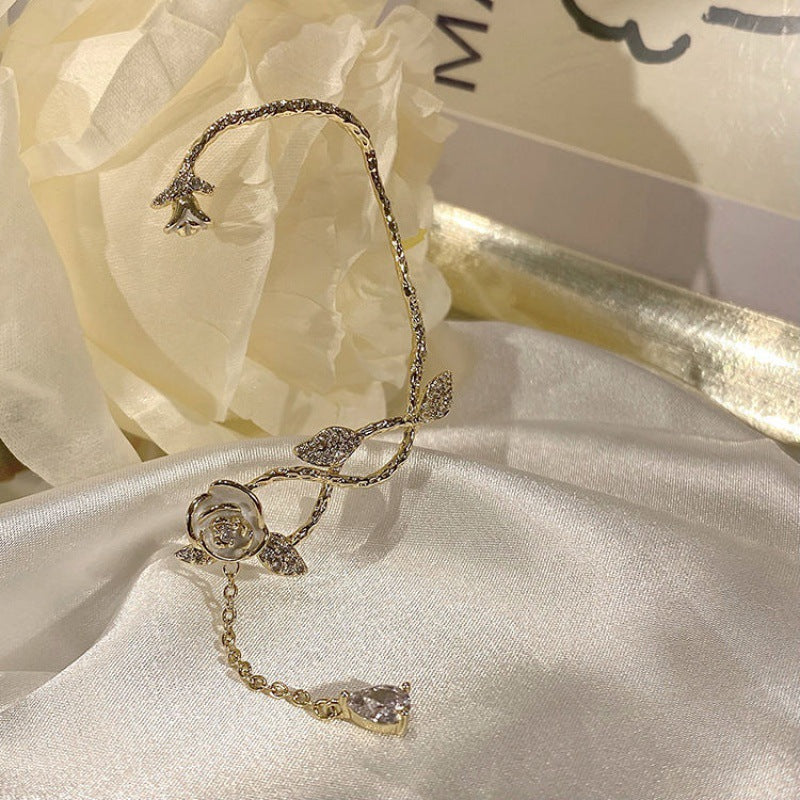 Delicate floral zirconia hoop earrings