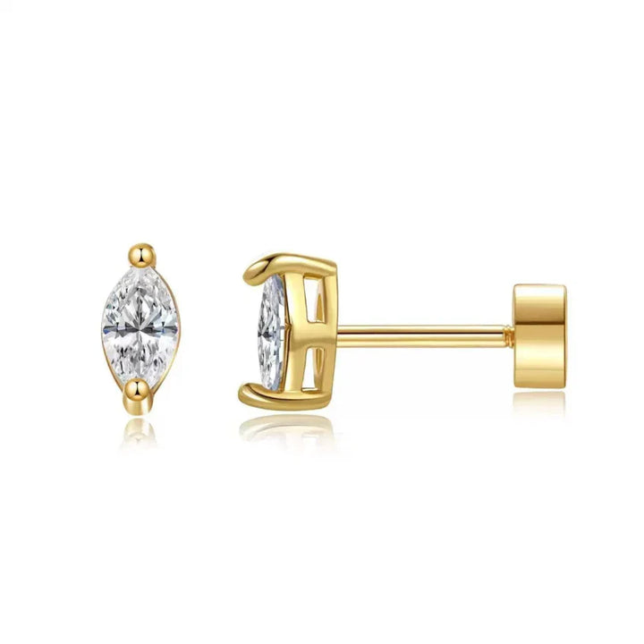 Pear Stud Earrings | Gold