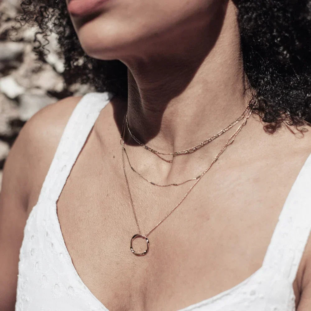 Triple Open Circle Necklace | Gold