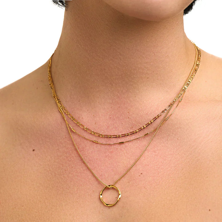 Triple Open Circle Necklace | Gold