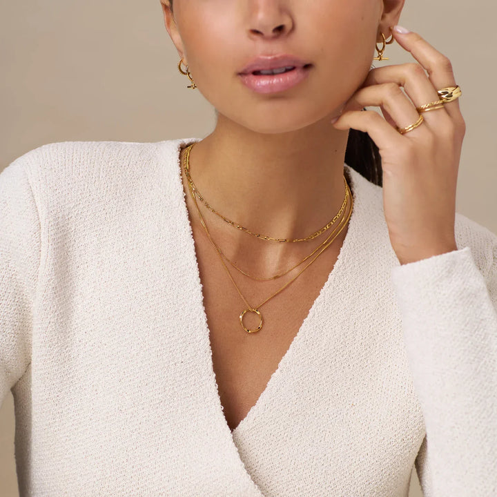 Triple Open Circle Necklace | Gold