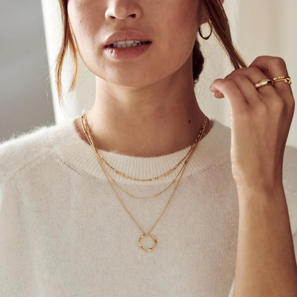 Triple Open Circle Necklace | Gold