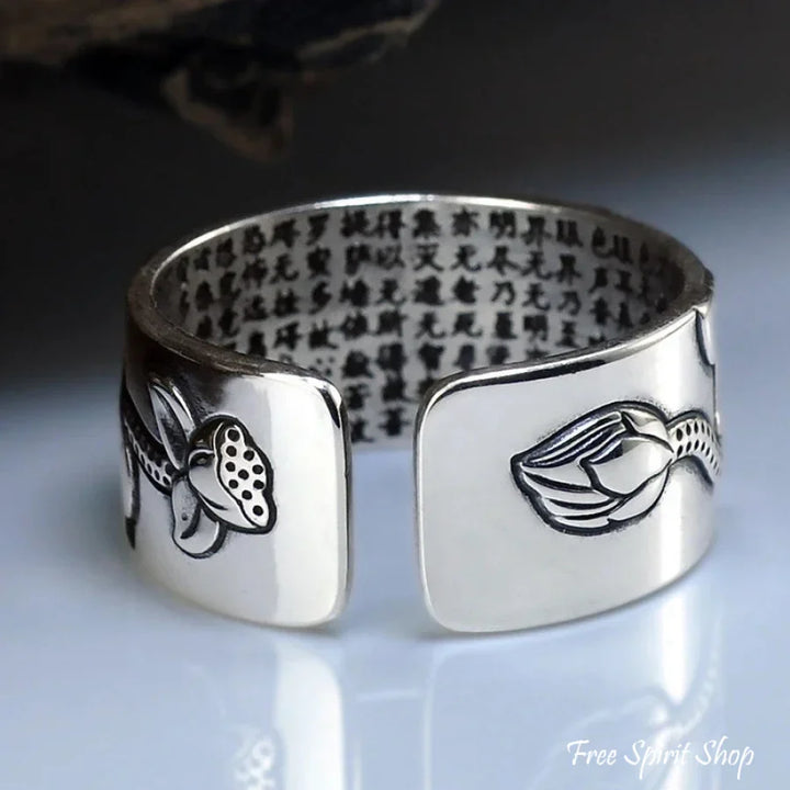Buddhist Silver Lotus Flower Ring