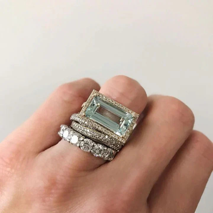 Zestaw pierścionków Turquoise Relic | Białe złoto