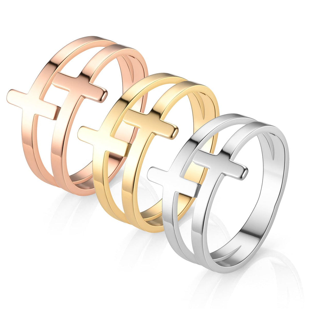 GRACE DOUBLE CROSS SILVER RING