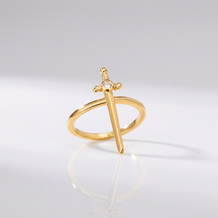 SILVER CROSS SWORD RING