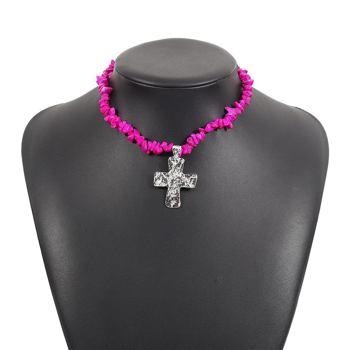 NATUREL STONES CROSS NECKLACES