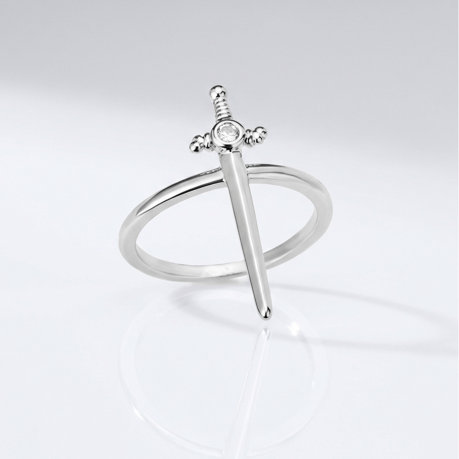 SILVER CROSS SWORD RING