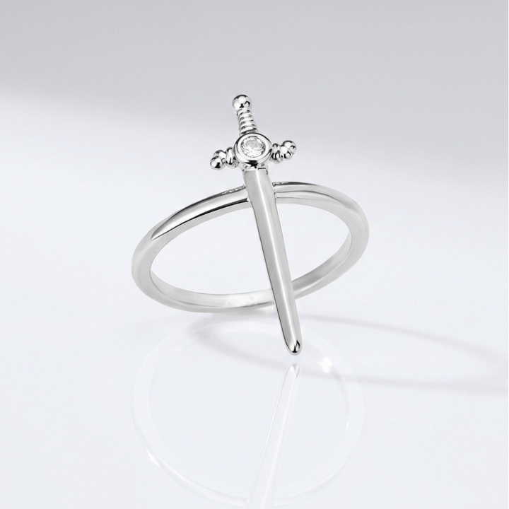 SILVER CROSS SWORD RING