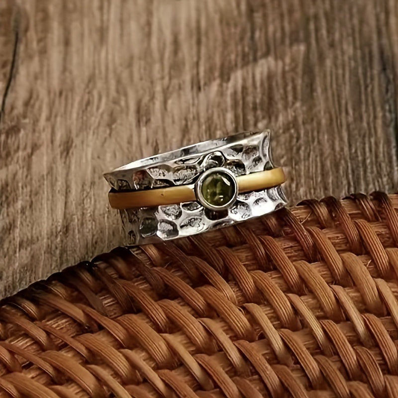 Two-tone rustic silver and gold ring