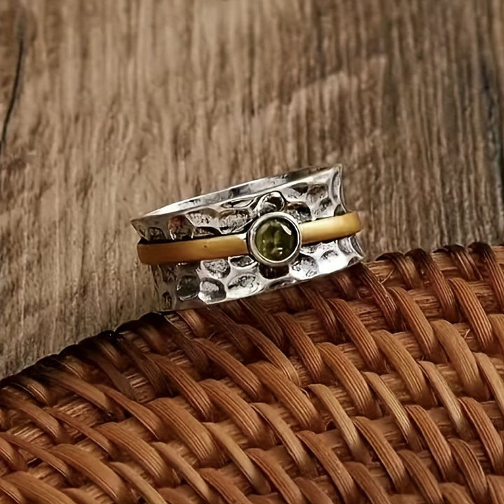 Two-tone rustic silver and gold ring