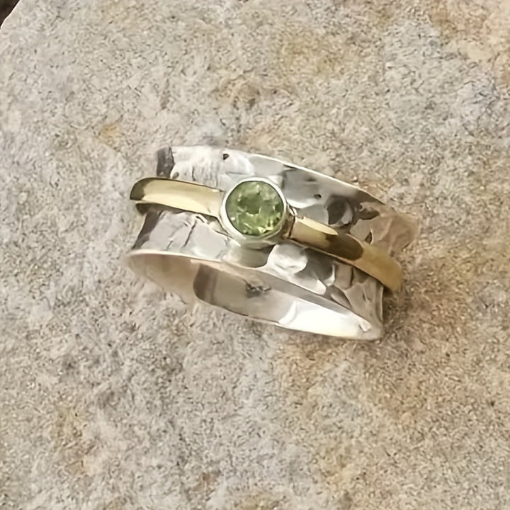 Two-tone rustic silver and gold ring
