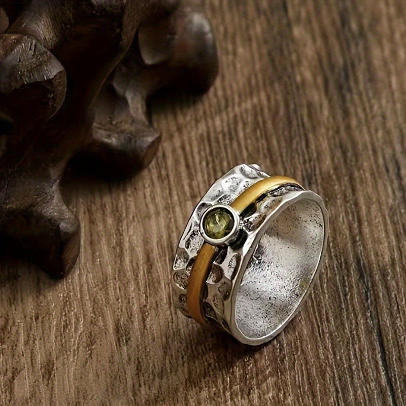 Two-tone rustic silver and gold ring