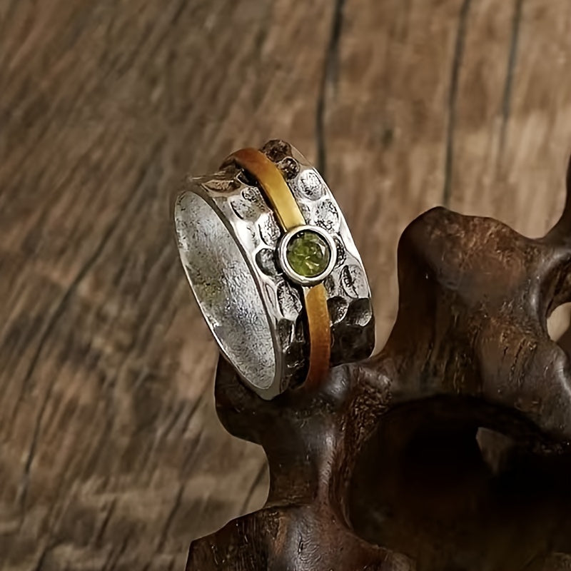Two-tone rustic silver and gold ring