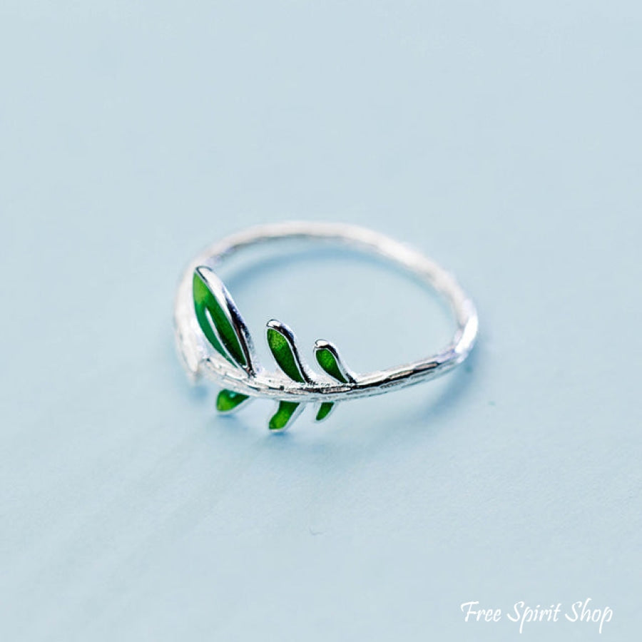 Green Leaf 925 Silver Ring