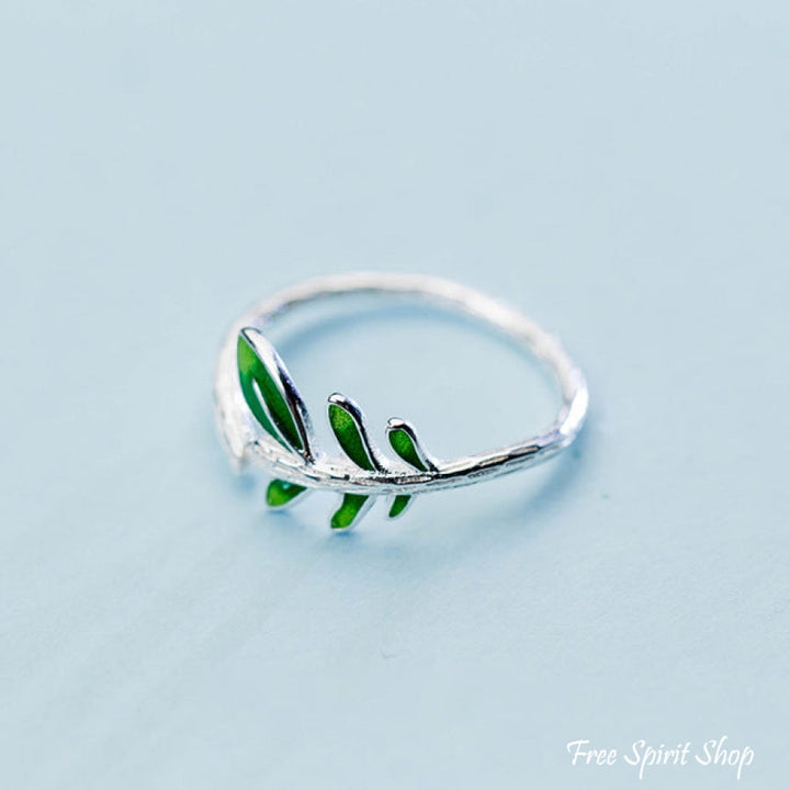 Green Leaf 925 Silver Ring
