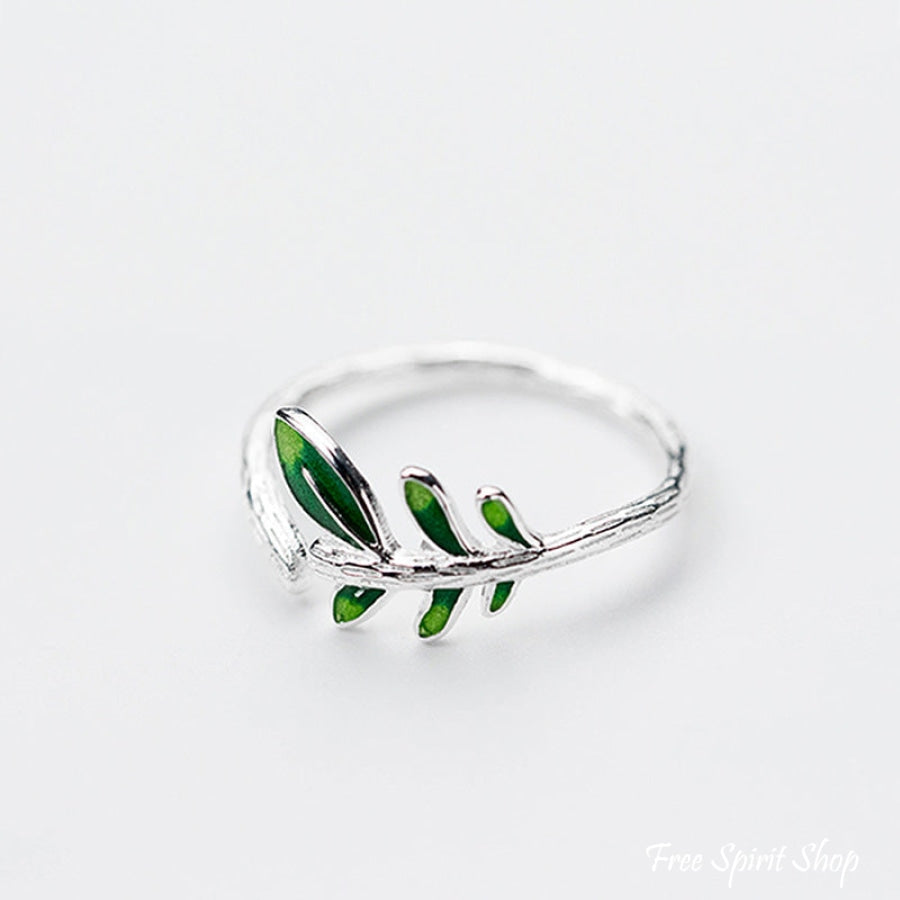 Green Leaf 925 Silver Ring