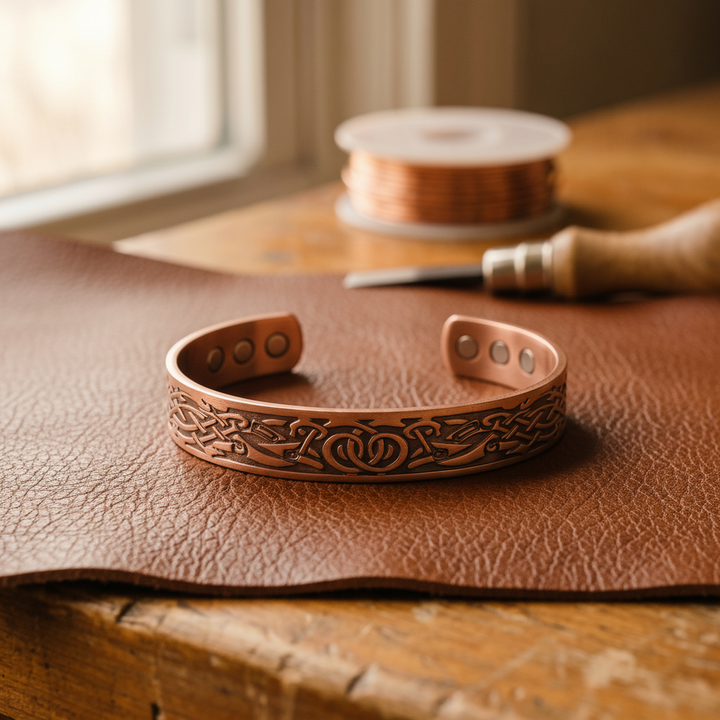Copper bracelet with Patrycja's moss patina