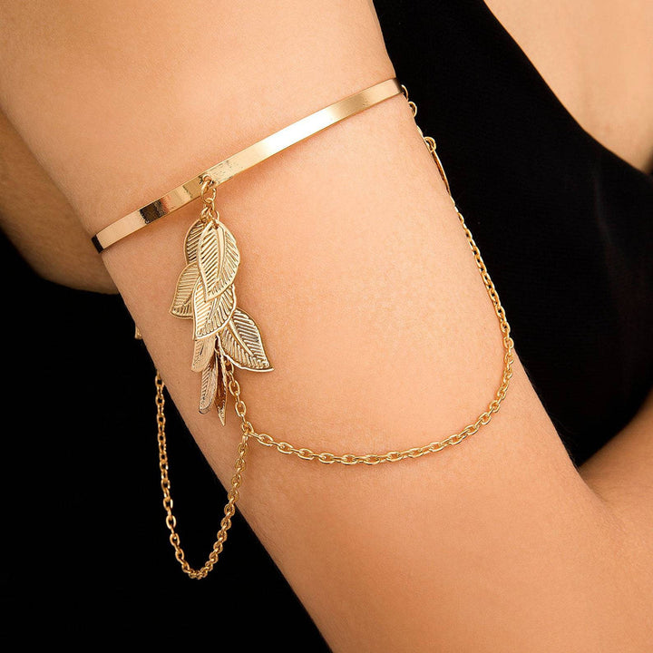 Fortune Leaf Upper Arm Bracelet - Elegant Leaf Jewellery