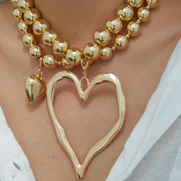 Set of two necklaces with heart-shaped beads