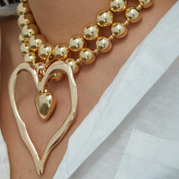 Set of two necklaces with heart-shaped beads